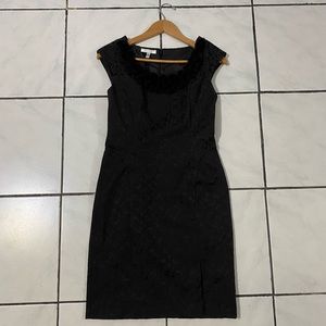 NWOT!London Style Collection; Black Flower Neck Short Sleeve Casual Formal Dress